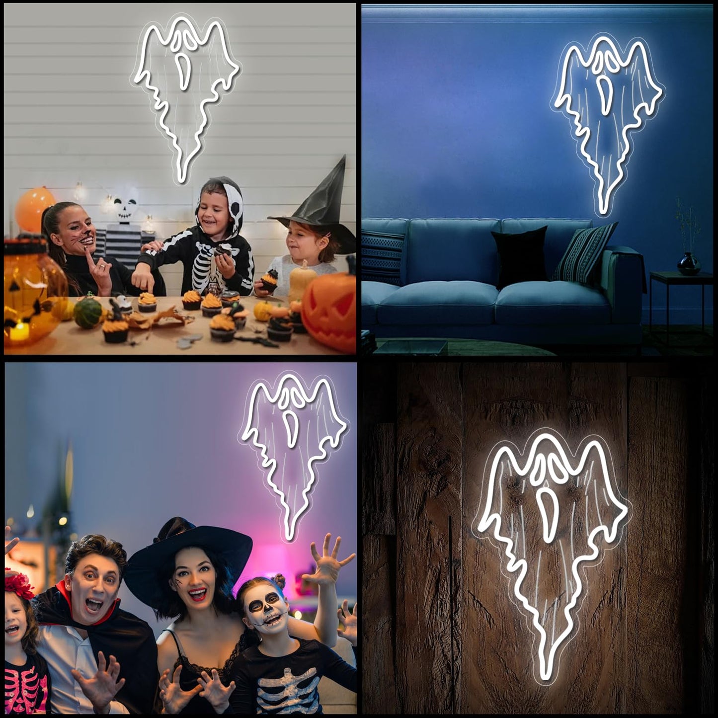 Halloween Decorations Ghost Face LED Neon Sign, Dimmable Neon Light for Game Room Wall Decor Man Cave Birthday Halloween Decor Christmas Gift (16.8in*10.63in)