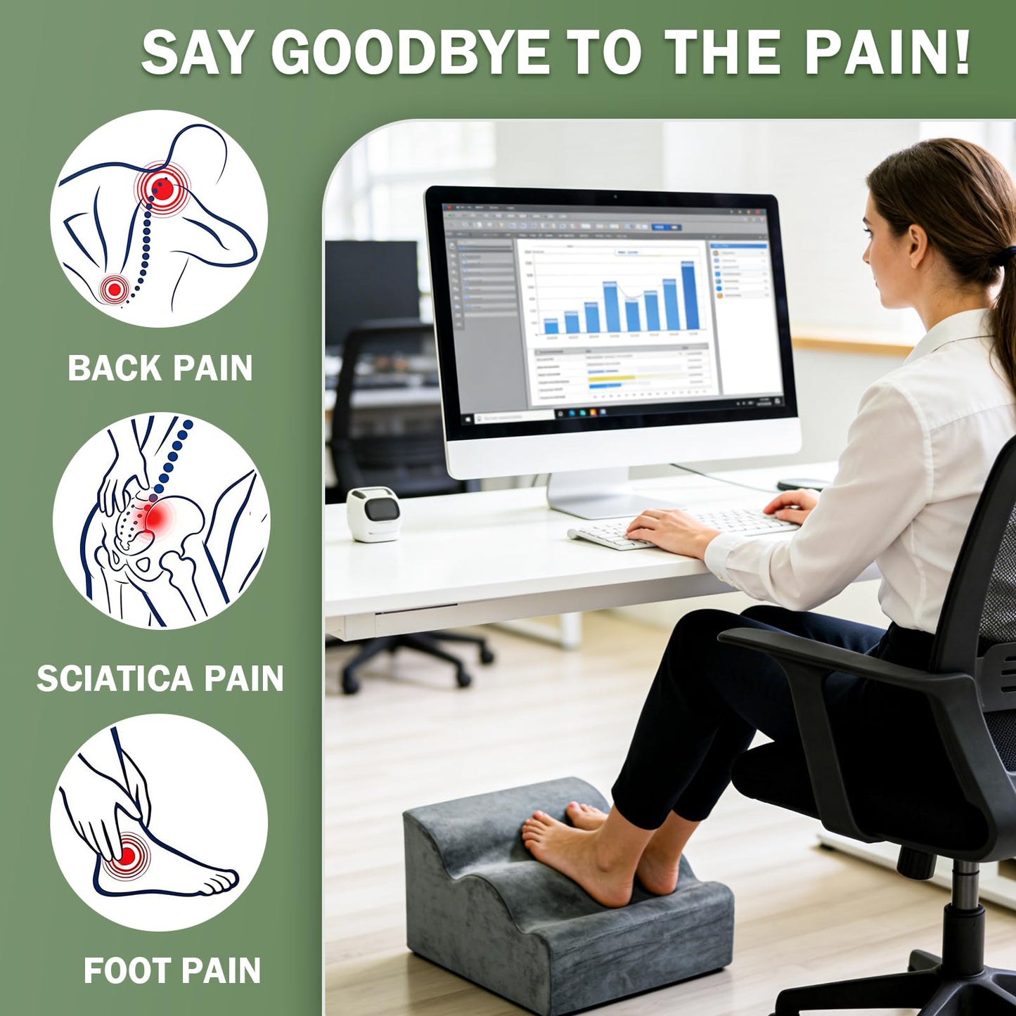 Foot Rest for Under Desk Used to Support The Feet Multi-Functional Three-Layer Footstool with Ergonomic Design