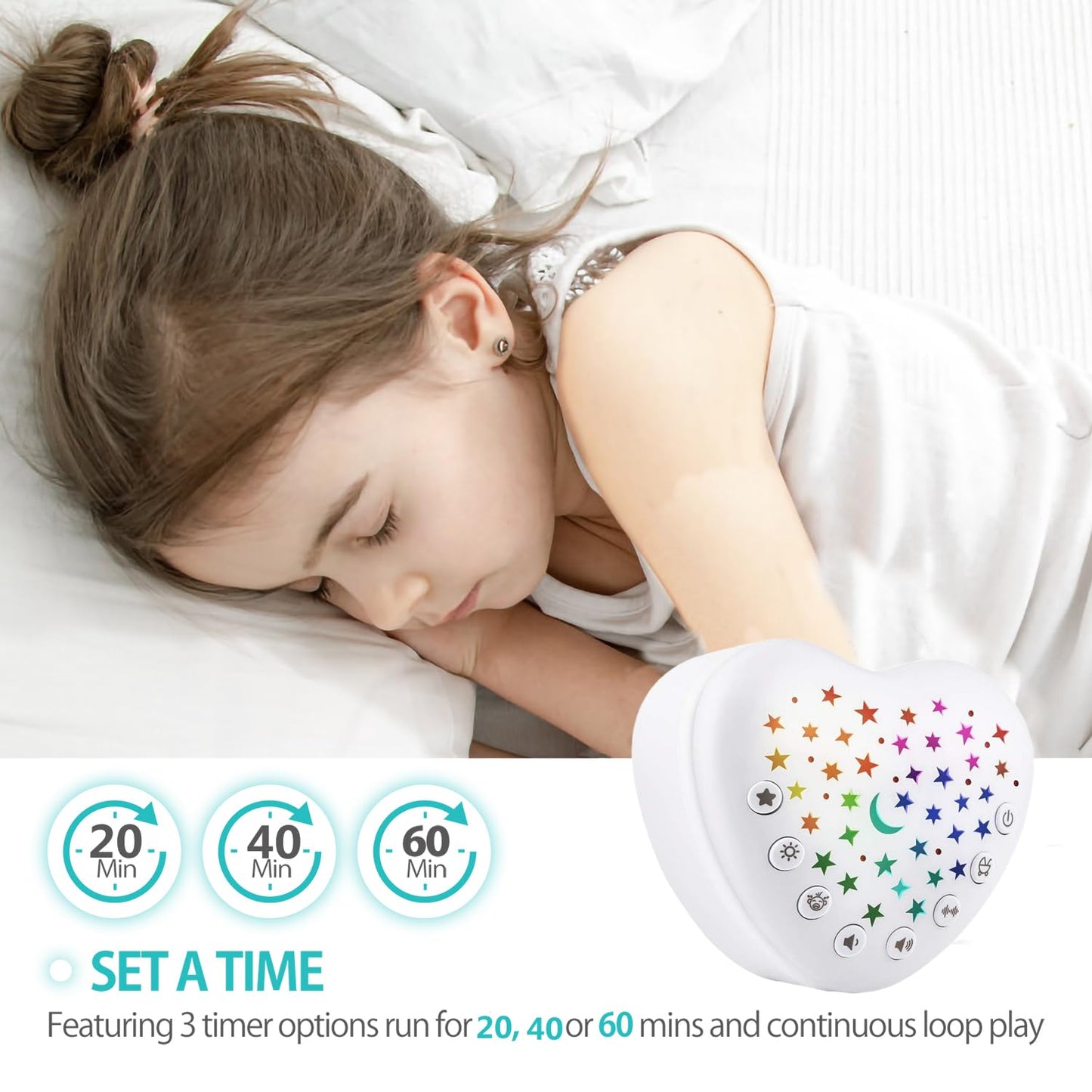 BEREST Sound Machine for Babies, Adults & Kids | 15 Soothing Sounds Featuring White Noise & 9 Lullabies, Cry Sensor, Star Projector | Mini, Rechargeable, Travel Friendly