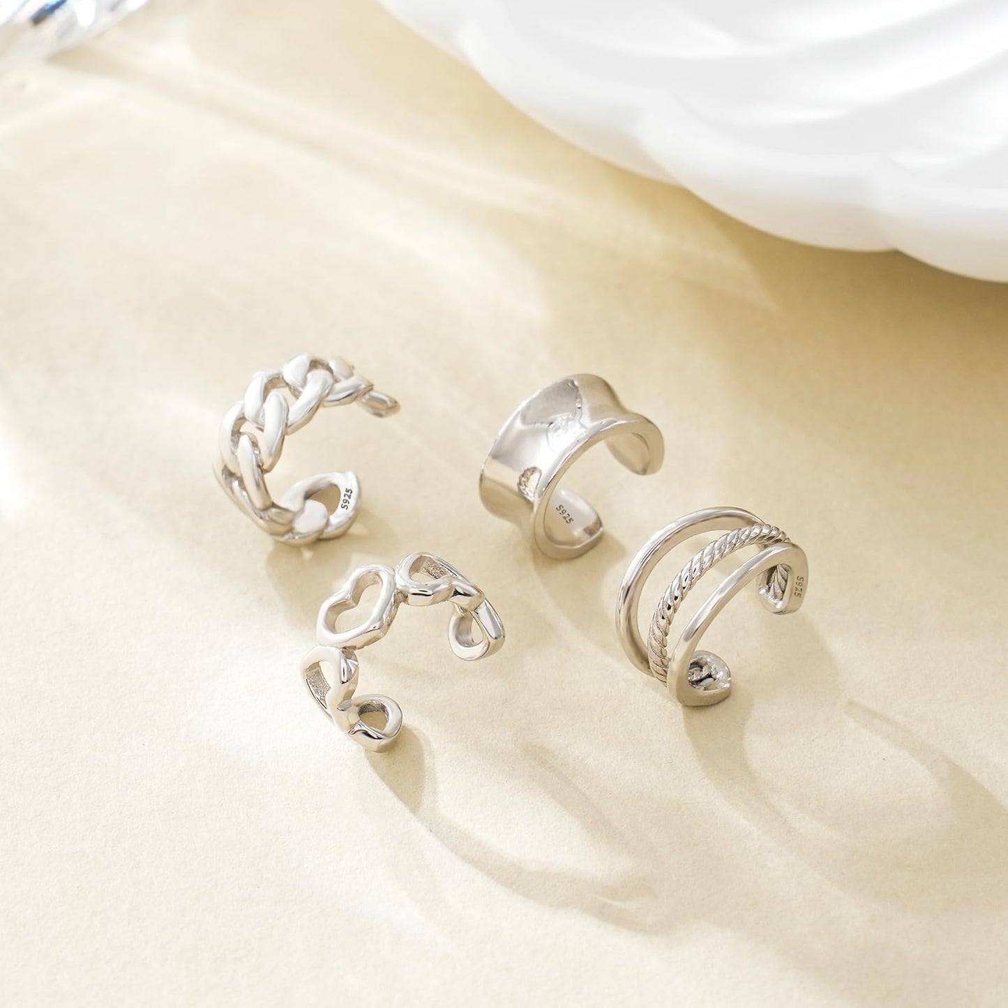 Ear Cuffs 925 Sterling Silver Fake Ear Cuffs Non Piercing Ear Conch Clip on Earrings for Women