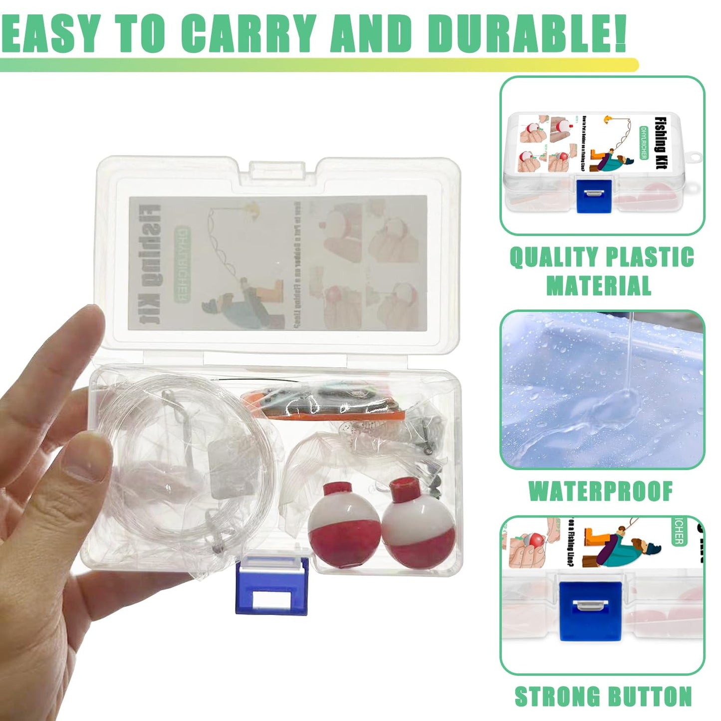 Compact Mini Fishing Kits Bulk – Emergency Survival Fishing Tackle Kits with Case for Beginners, Outdoor Operation, Shoebox Stocking Stuffer for Kids (12)