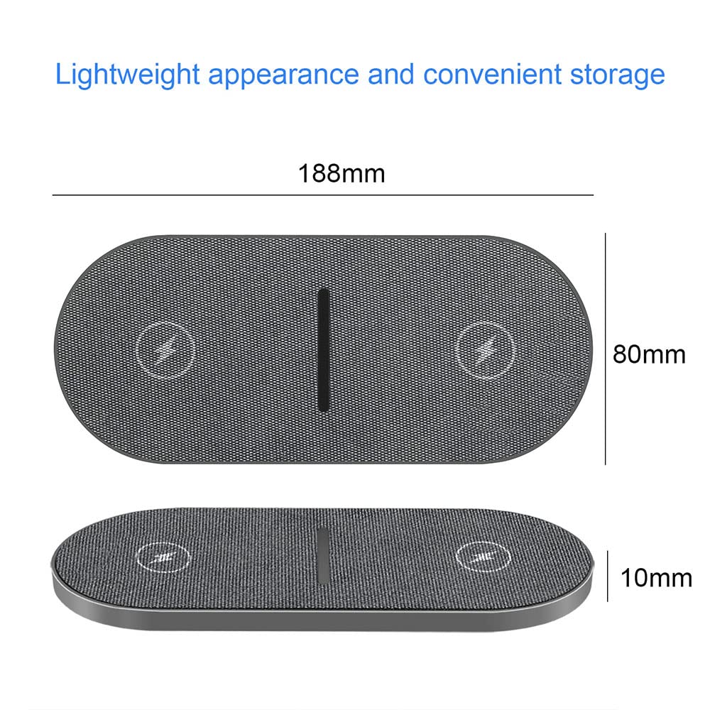Dual 20W Wireless Charger for Multiple Devices, 40W Fast Wireless Charging Pad/Mat for Apple iPhone, AirPods, for Samsung Galaxy, Google Pixel