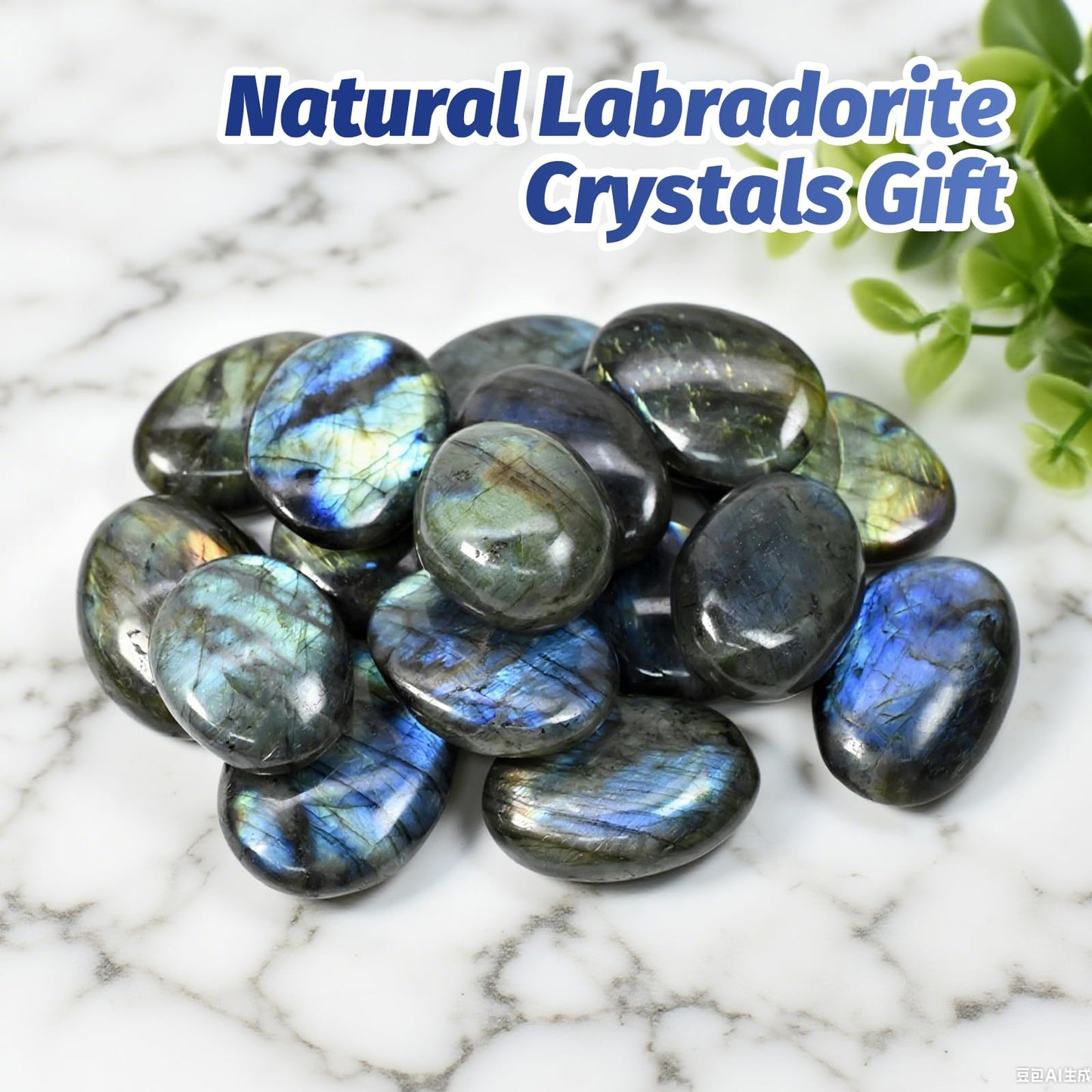 2PCS Labradorite Crystals, Irregular Shaped Gemstone Labradorite Worry Stones, Natural Hand Carved Palm Stone Worry Stone Crystals for Meditation, Home Decor