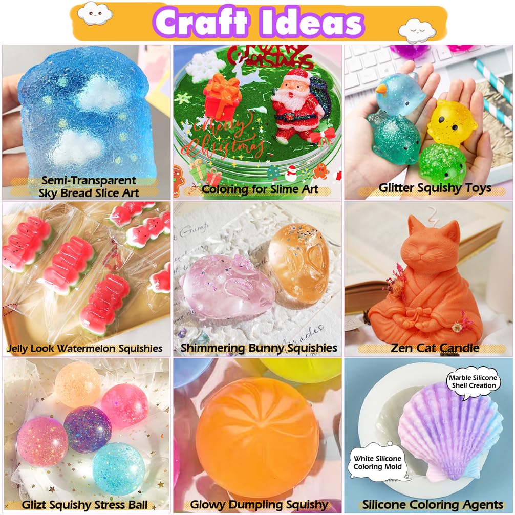 DIY Squishy Making Kit – 3 Molds for Hamster, Paw, & Animals, Complete Silicone Gel, Pigments & Crafting Tools for Keychains, Cake Toppers, and More