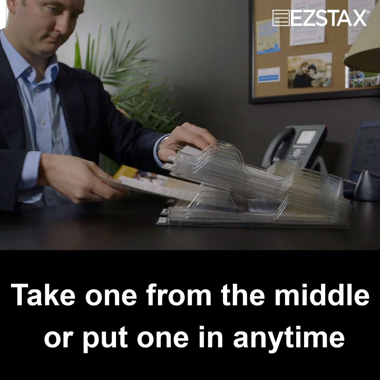 EZSTAX File Organizers - Letter Size, Stackable Trays for Desk - for Office Files, Mail, Documents - 12 Pack, Clear