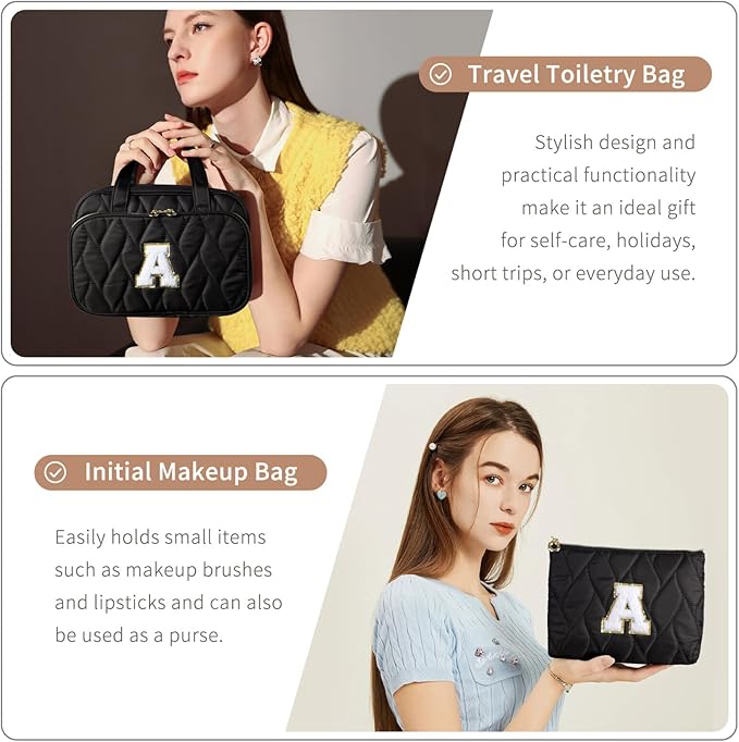 YOOLIFE Graduation Gifts for Her - Hanging Toiletry Bag for Women, Travel Toiletry Bag Makeup Bag, Personalized Travel Essentials for Women Black - C
