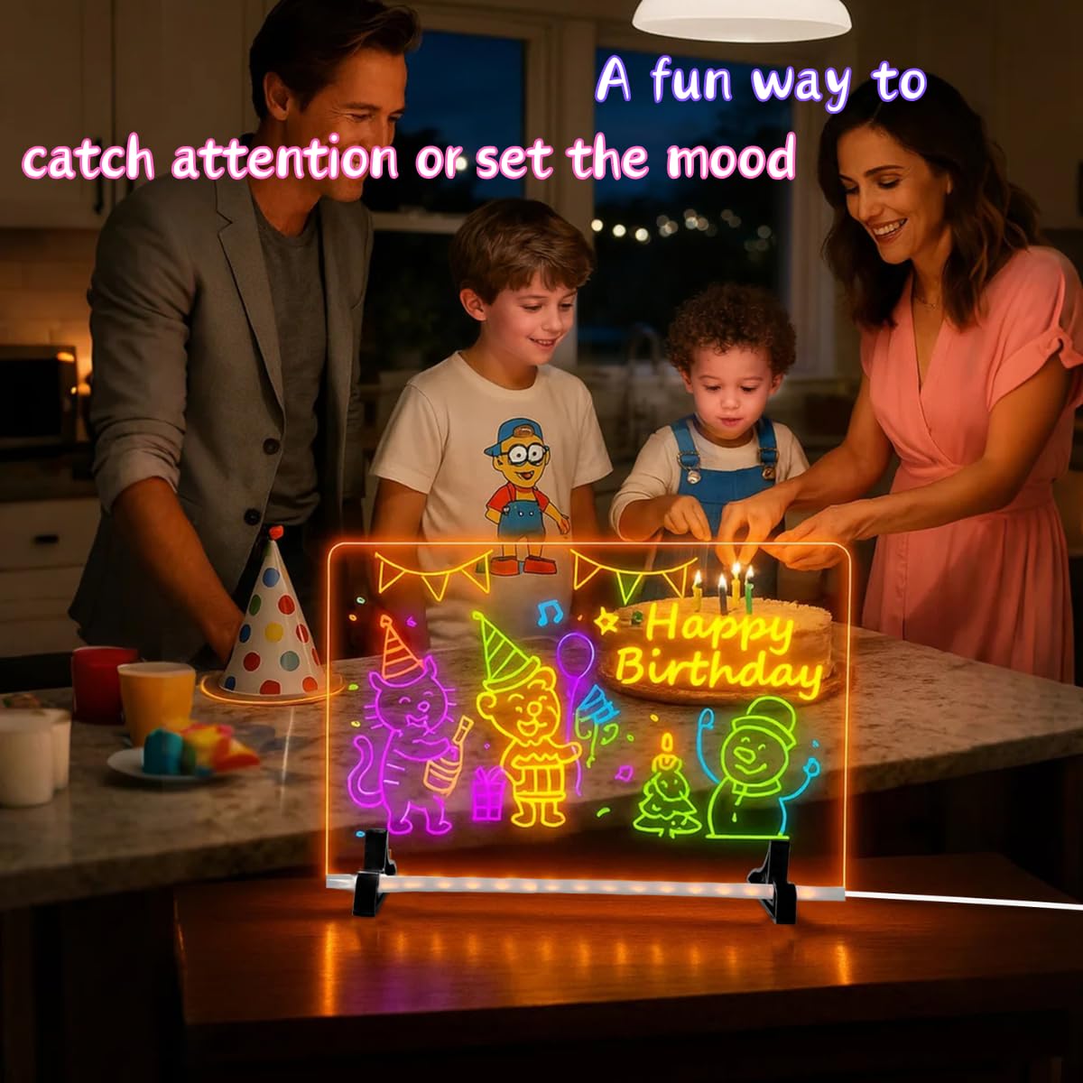 LED Drawing Board for Kids, More Durable Acrylic That Doesn’t Scratch Easily, 12x8 Inch LED Note Board with Colors, Doodle Glow, Gift Ideas for Christmas, Halloween, 3–10 Year Old Girl & Boy Birthday