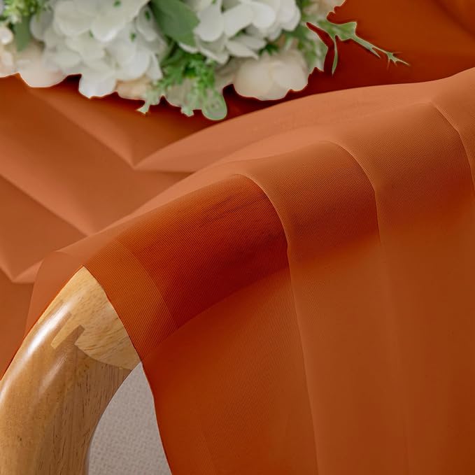 Lecloud Orange Sheer Curtains 72 Inches Long 2 Panels, Rod Pocket Voile Light Filtering Curtains for Door Window, Airy Sheer Drapes for Bedroom Living Room, Each Panel 42 X 72 Inch