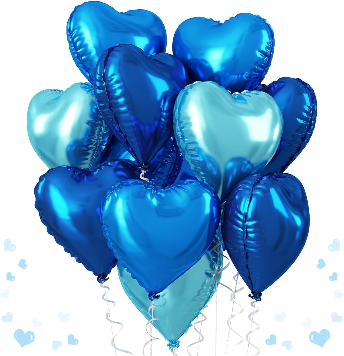 TAOYE Blue Heart Foil Balloons,18 Inch Royal Blue Heart Shape Mylar Balloons Dark Blue Light Blue Heart Foil Balloons for Celebration Anniversary Birthday Baby Shower Graduation Party Decoration