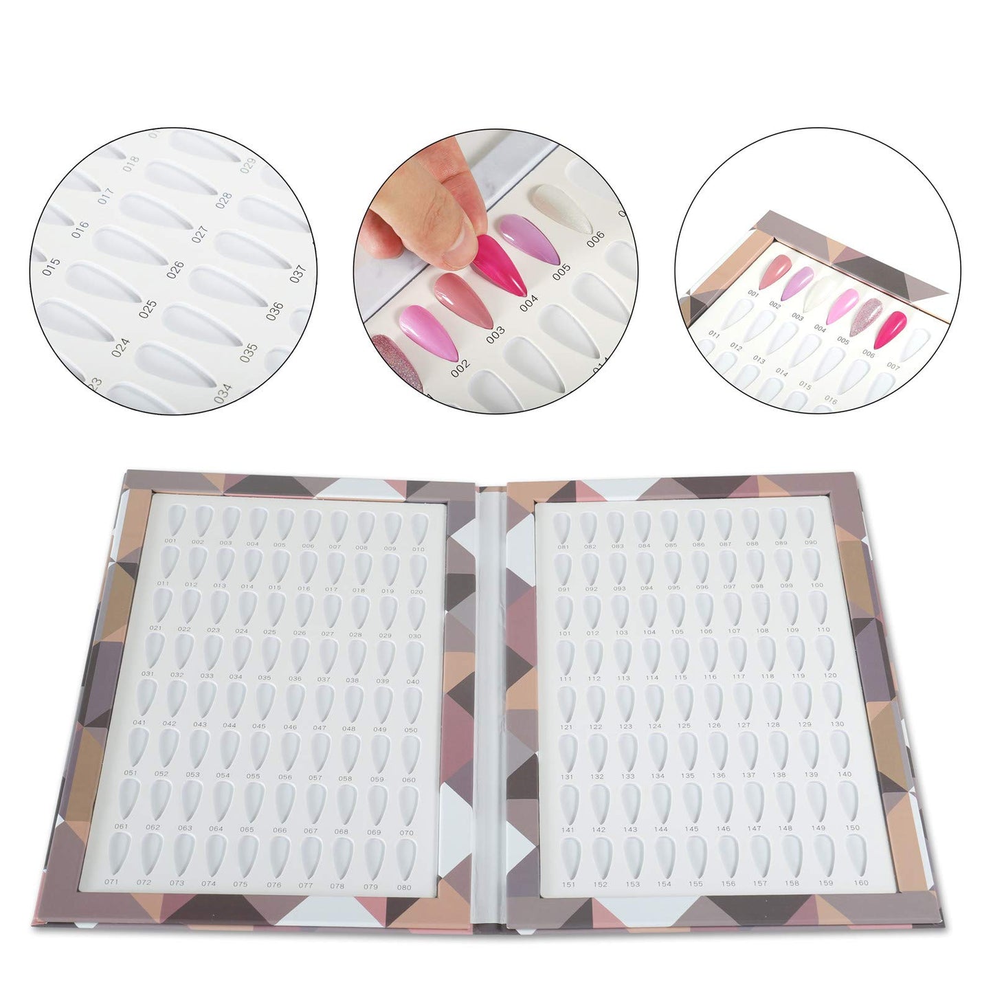 NMKL38 160 Nail Color Display Book Chart with 240 Nail Tips UV Gel Polish Color Card Board Salon Tools (A01)