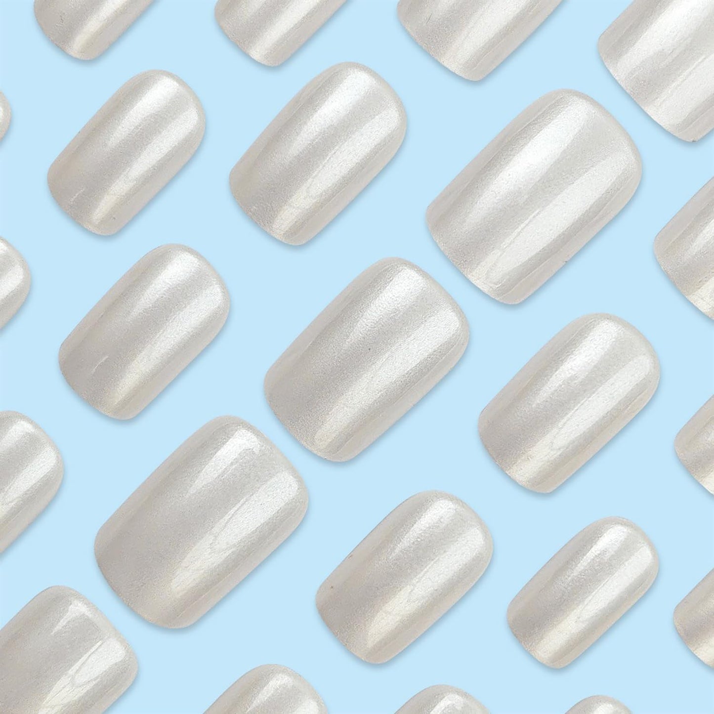 Chrome Press on Nails Short Square MABKJLF White Fake Nails False Nails Solid Colour Full Cover Glossy Glue on Nails Acrylic Nails Stick on Nails for Women Girls 24 Pcs