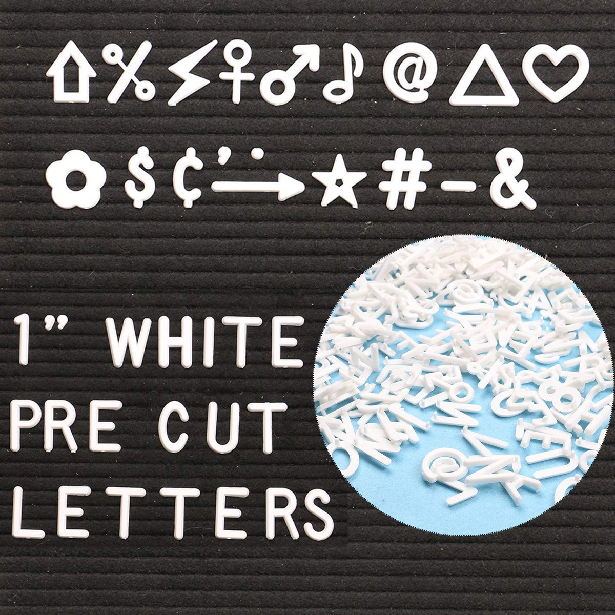 Letters for Letter Board Letters Only, 1 inch White Message Board Letters Felt Letter Board Sign Accessories (378 pcs), 1” Pre Cut Plastic Letterboard Letters Numbers Changeable Menu Board Replacement