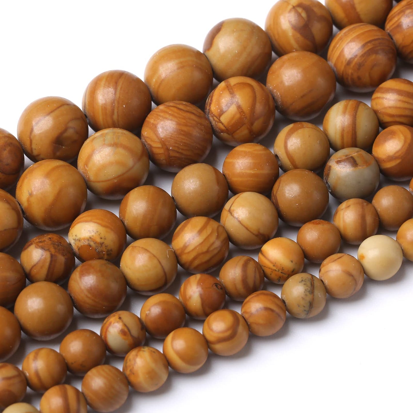 36PCS 10MM Natural Woodgrain Jasper Stone Beads Round Shape Suitable for Jewelry DIY Bracelet 15 Inches