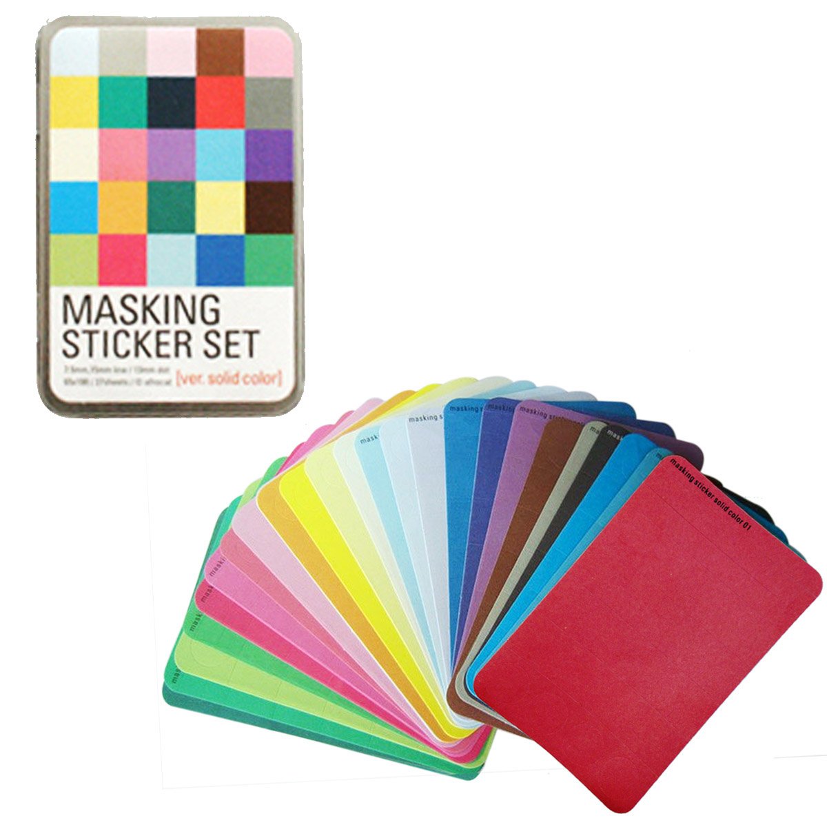 Wrapables® Decorative Patterns Masking Sticker Set (3 Set), Solid w/Tin + Basic + Pastel