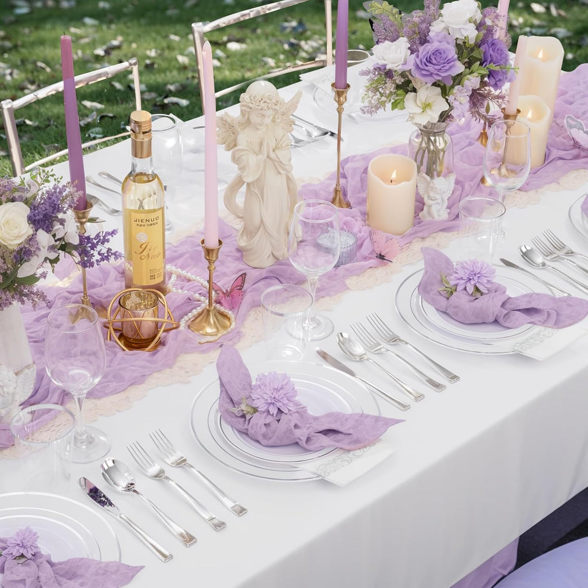 Supernal 200pcs Silver Plastic Dinnerware Sets for 25 Guests included Silver Silverware Set & Plastic Plates heavy duty Disposable Cups and Paper Napkins Disposable for Party Birthday and Wedding