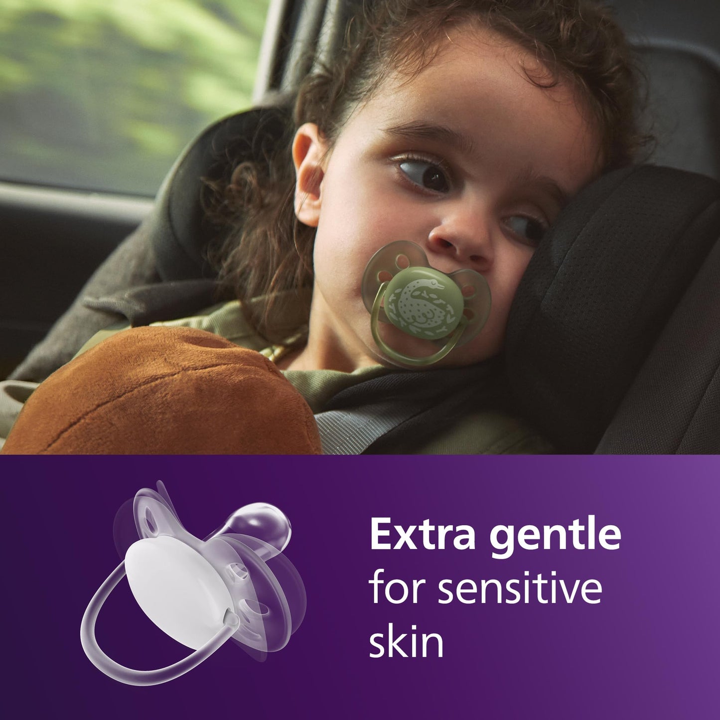 Philips Avent Ultra Soft Pacifiers - Orthodontic Design, for Babies 18 Months+, Flexible Shield, Extra-Firm Silicone Symmetrical Nipple, BPA-Free, with 2 Sterilizing Cases, 4 Pack, SCF093/07