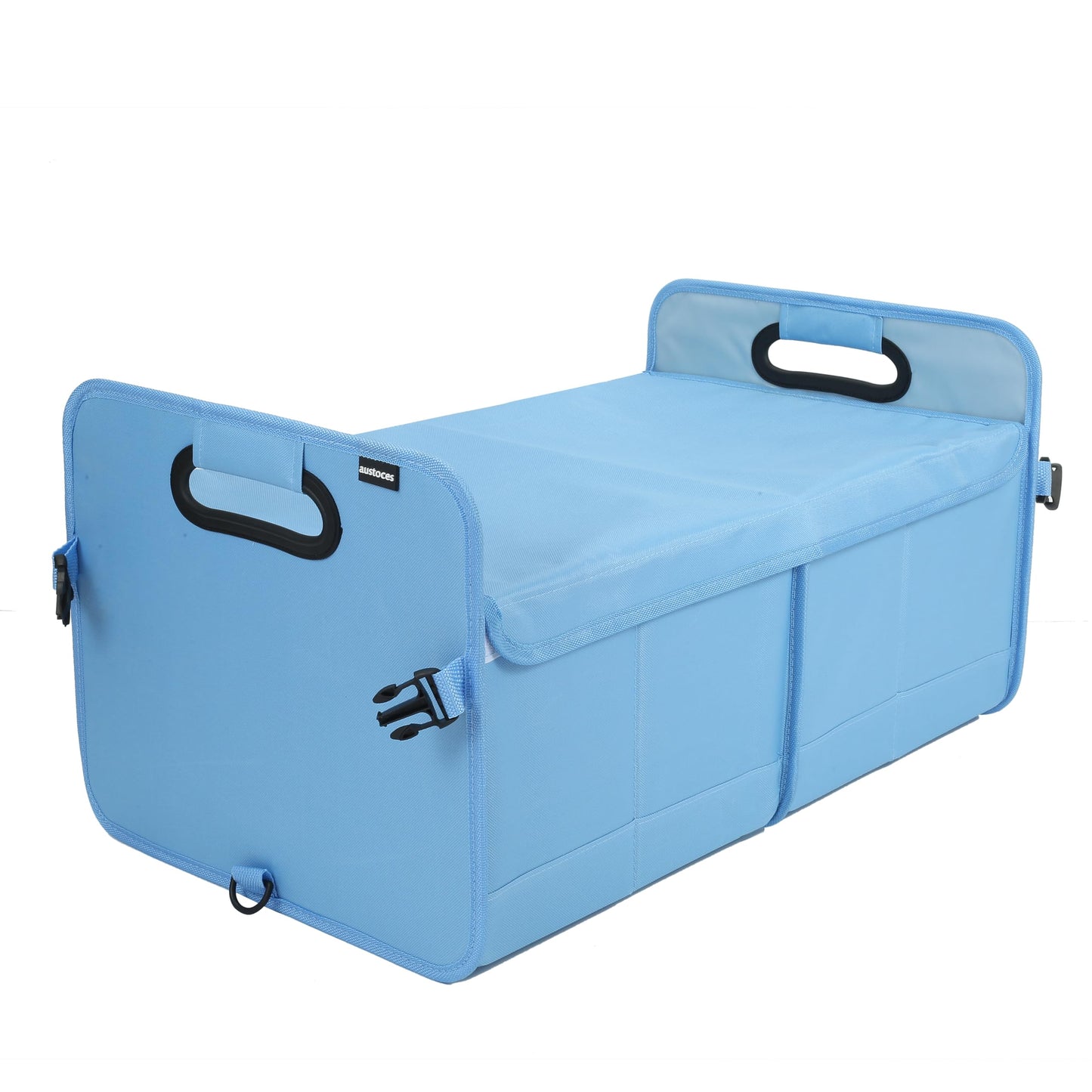 austoces Car Trunk Organizer With Soft Cover and Storage Bin Essentials Collapsible Organization Accessories for SUV/Sedan Blue