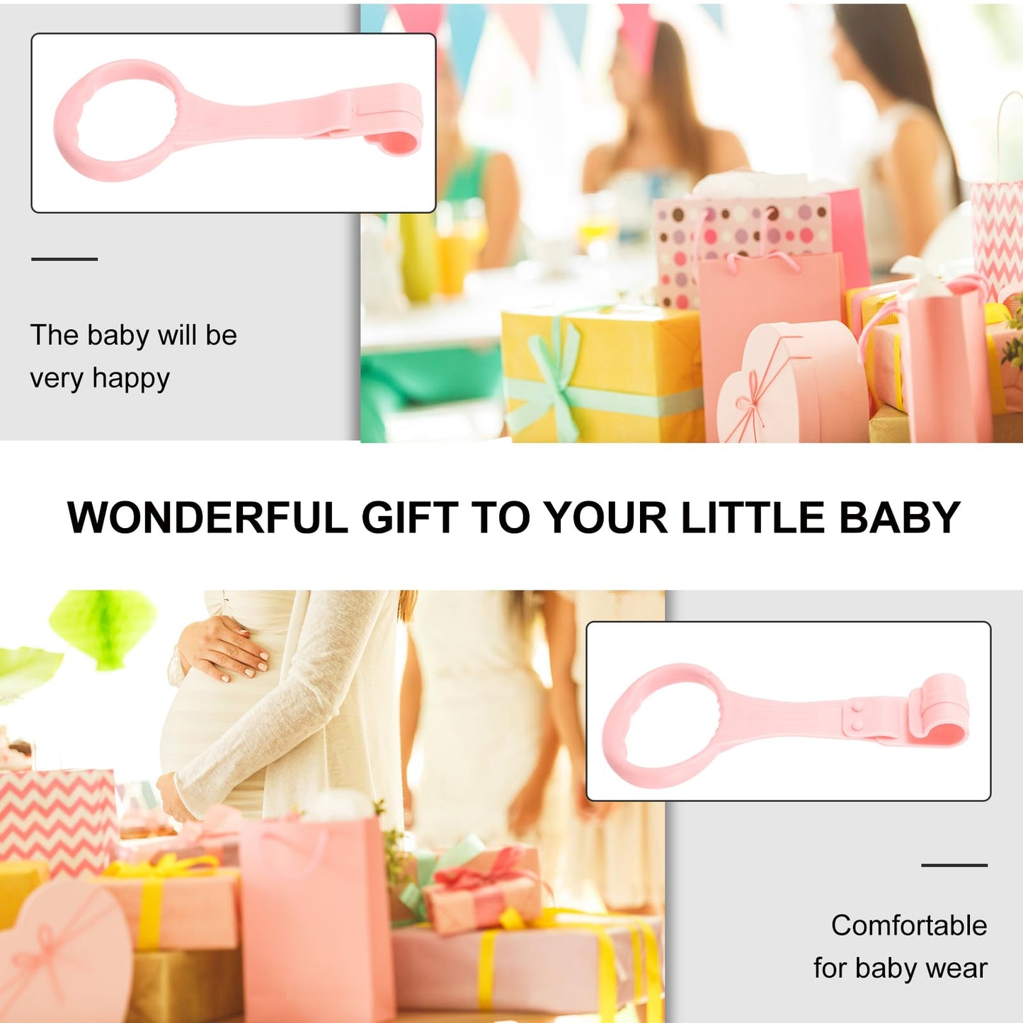 SAFIGLE Baby Crib Pull Rings Infant Playpen Pull up Rings for Toddler Walking Assistance Lightweight Baby Bed Stand up Handles with Smooth Rounded Edges for Safe Grip 7.67X3.54X0.47In
