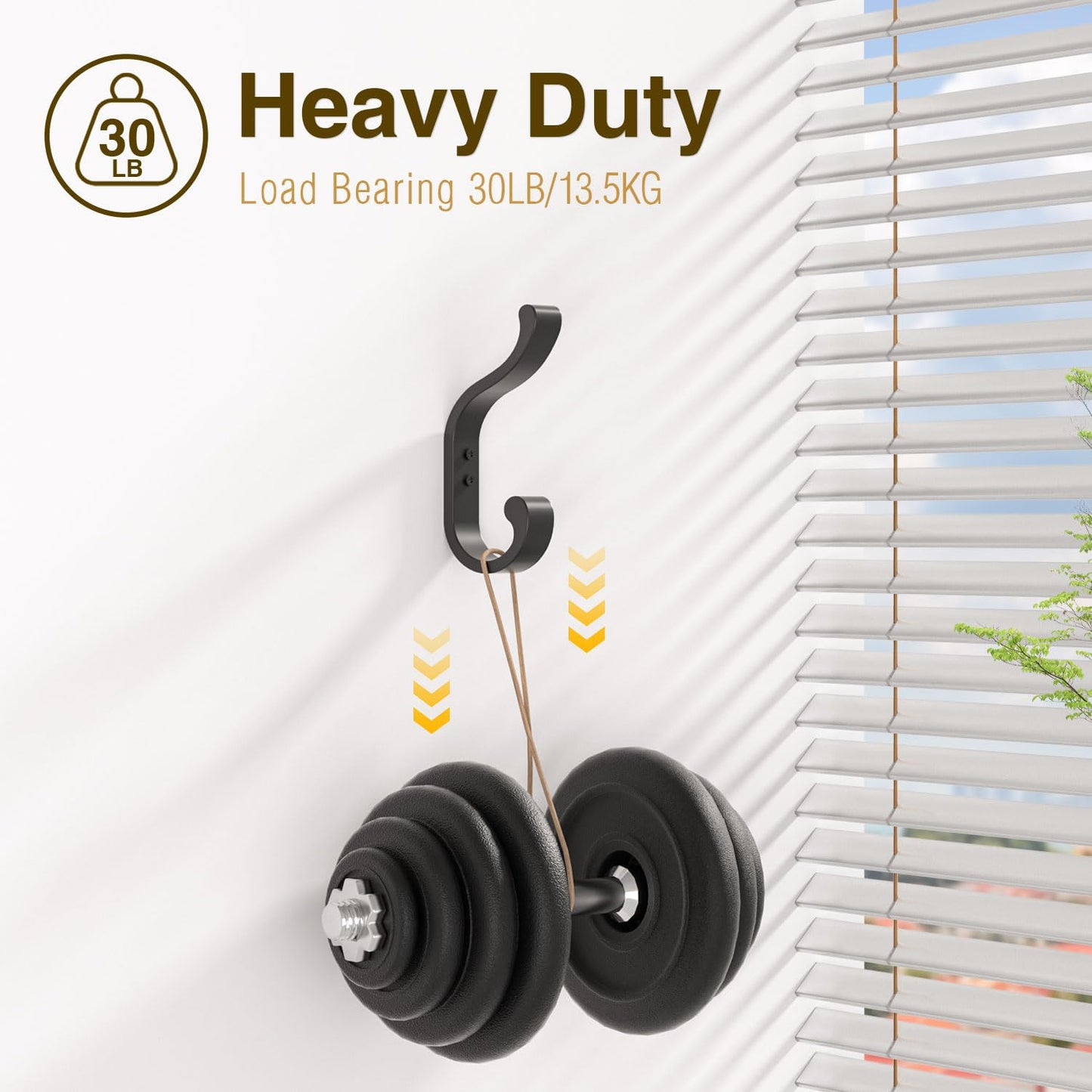 bussdis Wall-Mount Coat Hooks, Heavy Duty 30LB Hooks for Hanging Coats, Bags, Backpacks, Keys, Hats – Black Metal Hooks for Wall,Door (6 Pack)