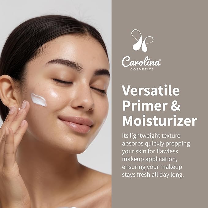 Carolina Cosmetics - Silk Complexion Plant-Based Moisturizer & Primer 30ml - Aloe Infused Hydration for Flawless Makeup Application w/Aloe, Rose Hip Oil & Candelilla Wax - Vegan, Organic, Gluten-Free