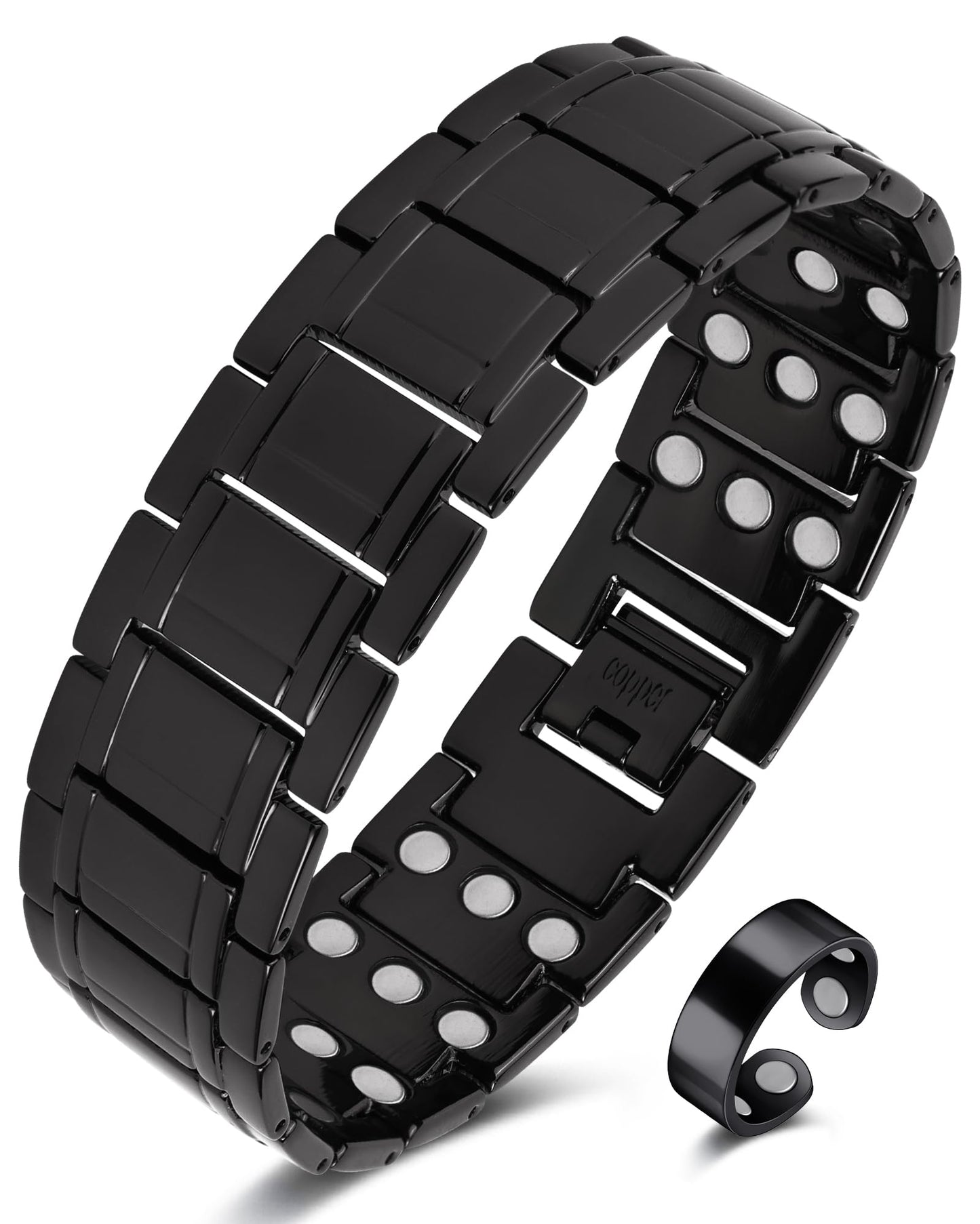Jecanori 3X Strength Copper Magnetic Bracelet for Men,Pure Copper Bracelet With Ring Included Adjustable Sizing Tool