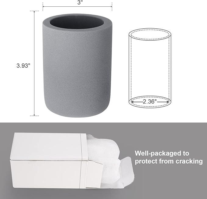 Diatomite Toothbrush Holder, BOJDOPIE Water Absorption Quick Drying Bathroom Countertop Organizer, Stand Cup for Toothpaste Makeup Brushes Razors (Grey)