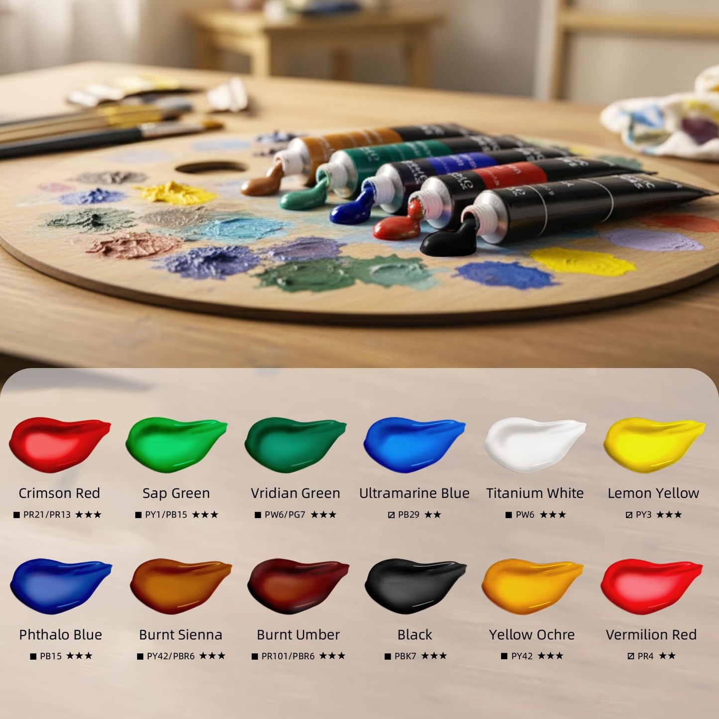 Falling in Art Beechwood Easel Box Set, 27 Pcs Tabletop Acrylic Paint Set, Portable Display Easel Stand with 12 Acrylic Paints, Canvas Panels and Brushes, Suitable for Beginners and Professionals