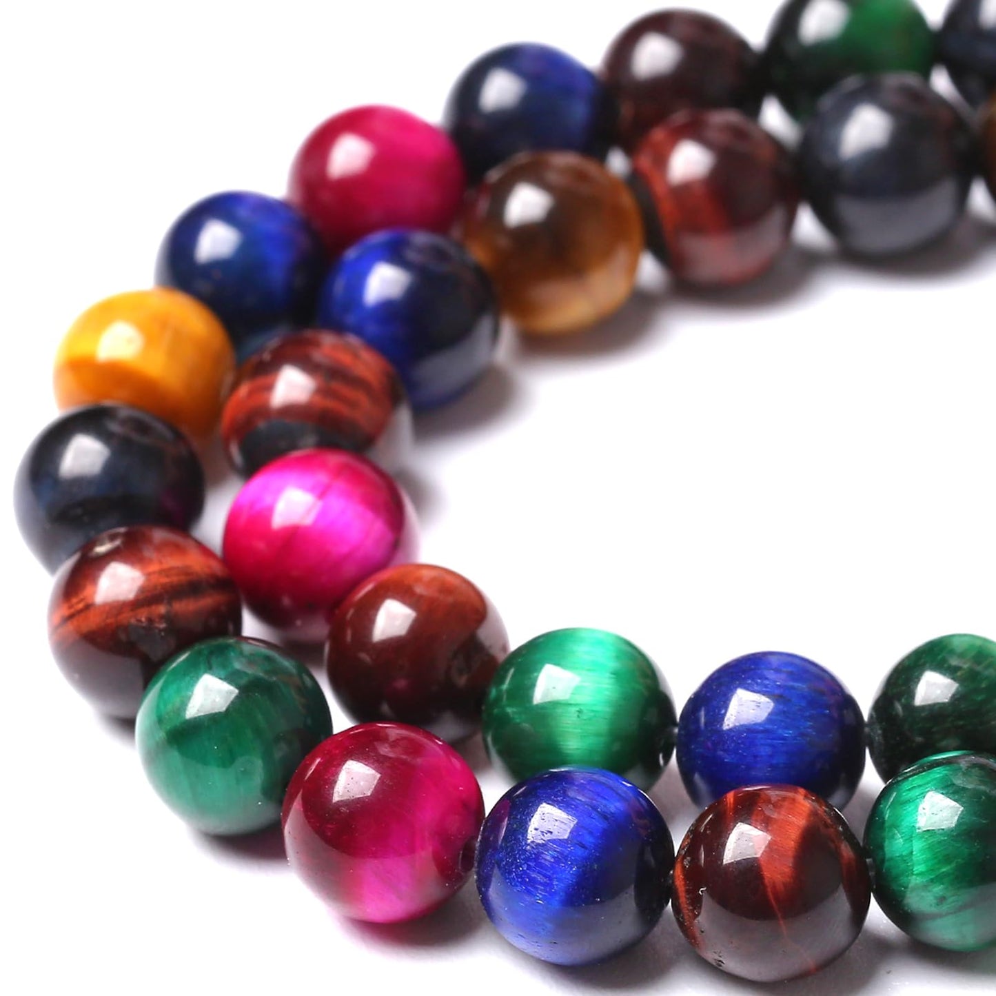 4MM 180pcs Natural Mixed Color Tiger Eye Stone Energy Healing Beads Round Loose Beads for Jewelry Making Bracelet 2 Strands 32"