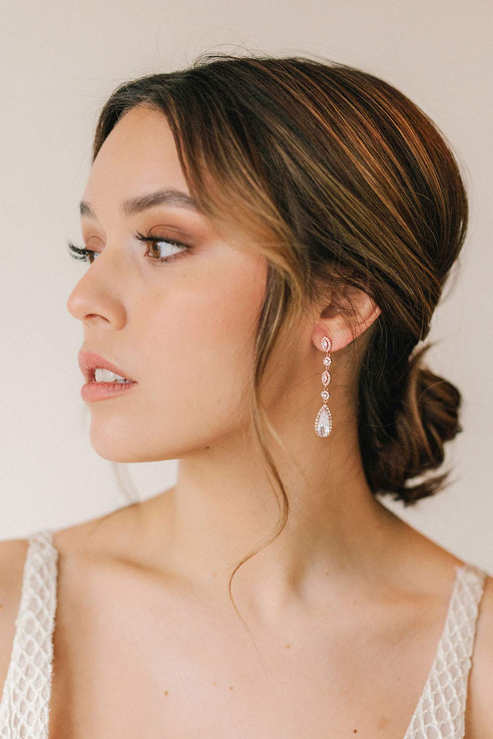 SWEETV Long Pear-Shaped Wedding Birdal Earrings for Brides, Bridesmaids, Crystal Chandelier Dangle Drop Earrings for Women Prom, Silver