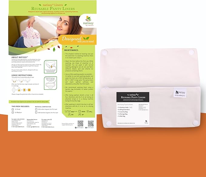 Non-Slip Reusable Panty Liners for Teen Girls (Small, 7-Pack); High-Temp Washable Organic Cotton Cloth Liners; Stay Fresh & Dry, Ultra-Thin, 100% Breathable, for Daily Vaginal Discharge Only (No PUL)
