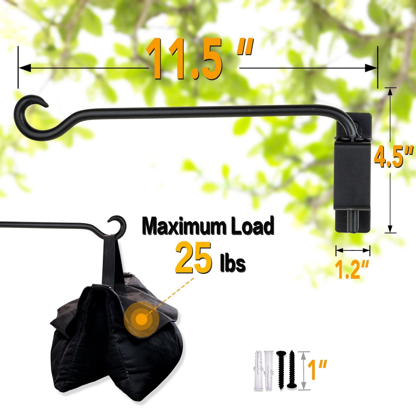 Qiang Ni Plant Hanger Outdoor: 12 Inch Bird Feeder Bracket for Garden Patio Decor - 2 PCS Swivel Adjustable Wall Mount Plant Hook for Hanging Flower Baskets