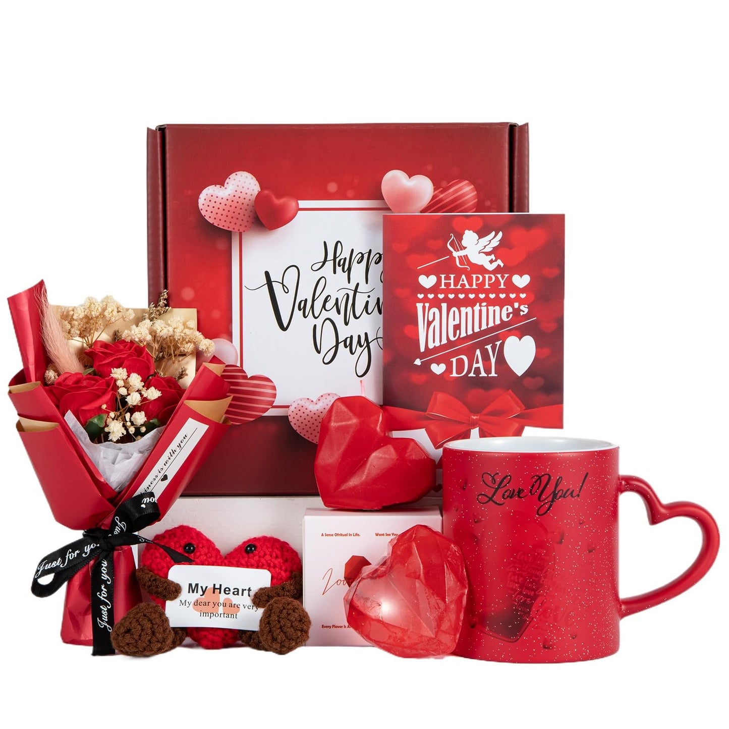 JOYOFUN Gifts Box for Girlfriend Wife Lover Valentines Day Gift Birthday Gifts for Women Heart-shaped Red Rose Love Gift Basket Love You Romantic Wedding & Engagement Anniversary