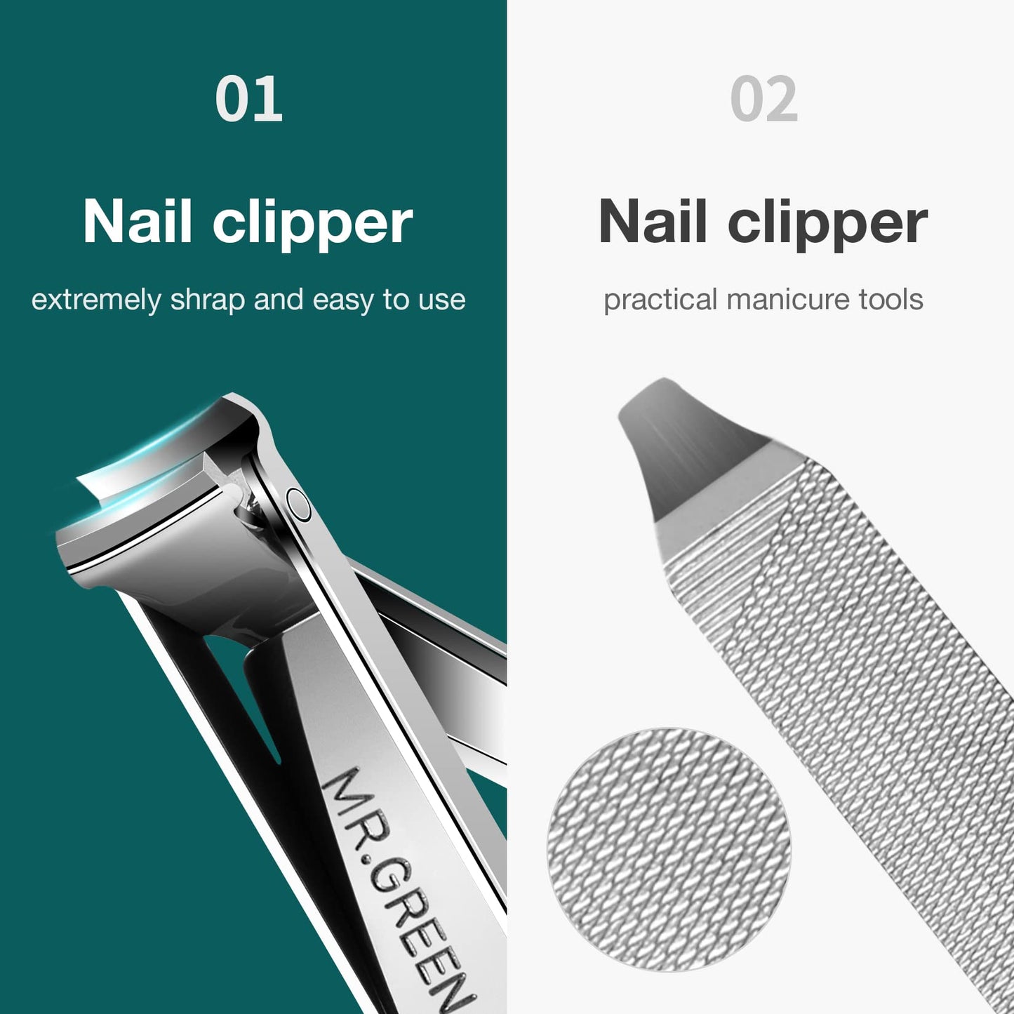 MR.GREEN Multifunctional Nail Clippers Stainless Steel Six Functions Nail Cutter Nail Files Small Knife Scissors (Large)
