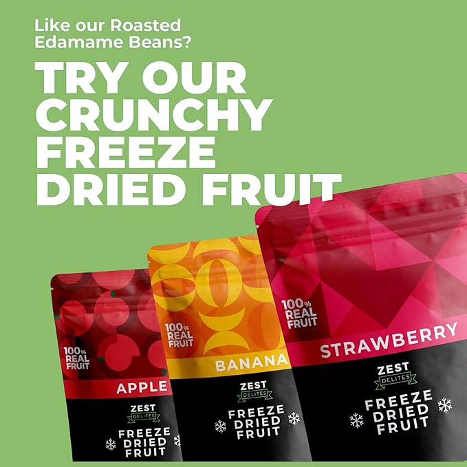 Crunchy Dry Roasted Edamame Beans Snack by Zest Delites, Sea Salt - Sriracha - Buffalo, Vegan, Low Calorie High Protein Snacks, Low Carb, Keto, Gluten Free, 0.9 oz 24 Packs