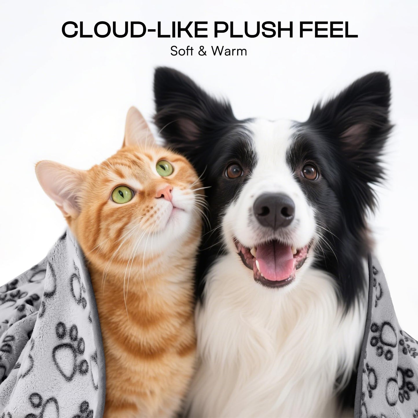 Luciphia 1 Pack 6 Dog Blankets Cat Soft Fluffy Fleece Pet Blanket Warm Cute Print Design Puppy Kitten Doggy Paw Grey Medium(30"x20")