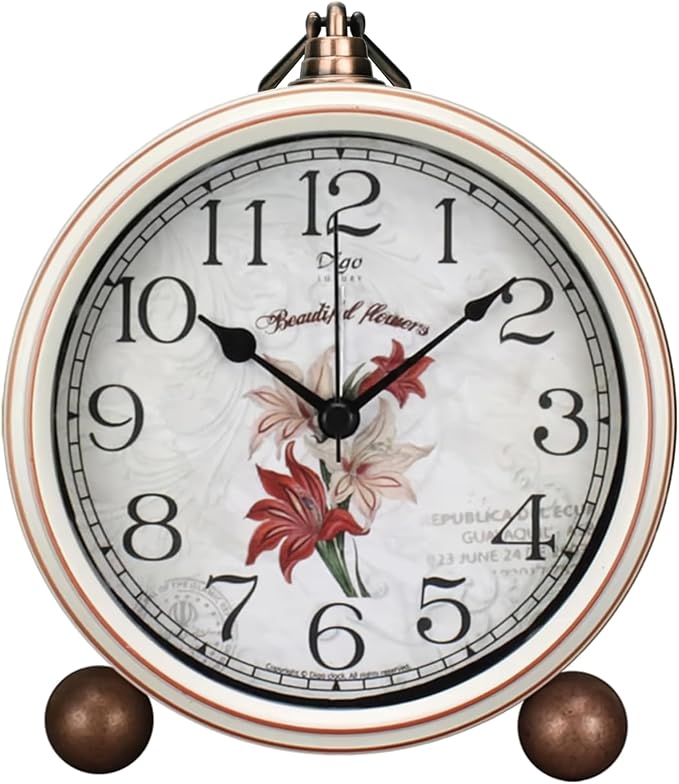 Maxspace Classic Vintage Clocks - Elegant and Decorative Analog Clock,Silent Non-Ticking Clock with Distressed Metal Frame for Office, Living Room or Bedroom