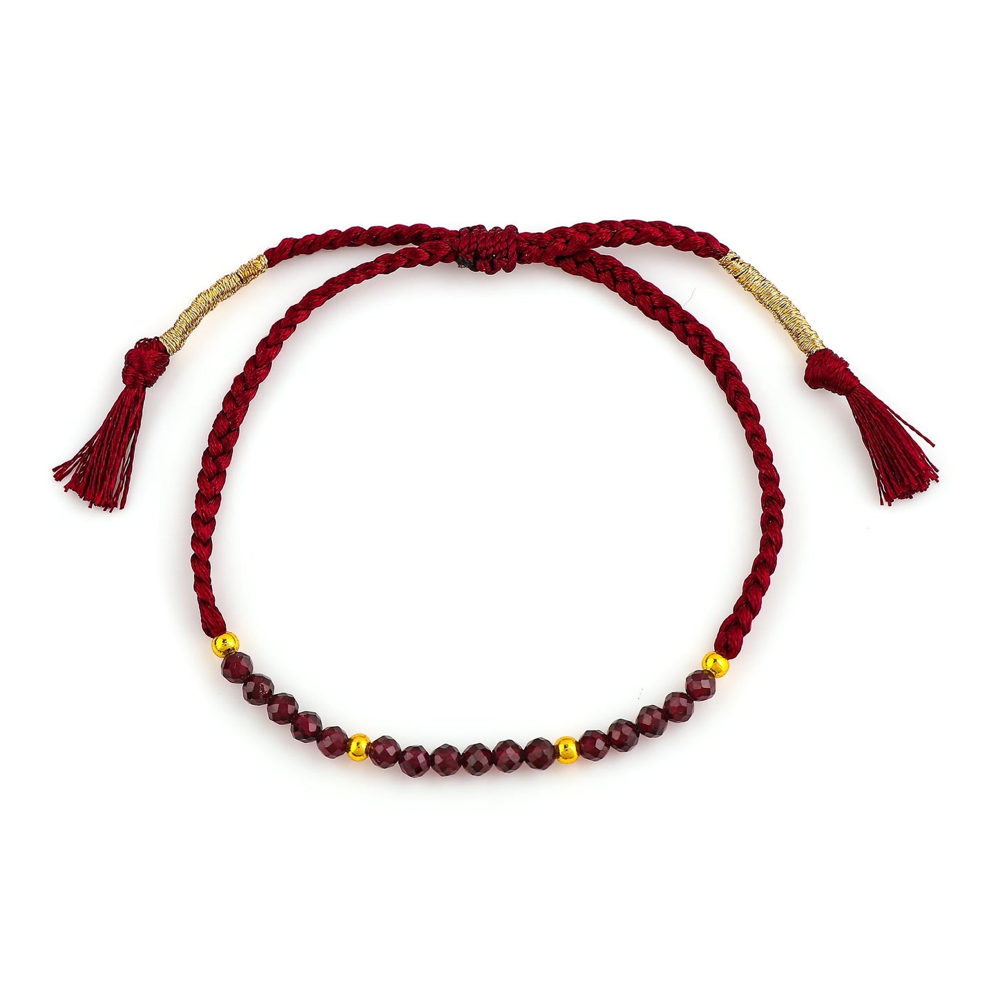 GEMSYMPHONY Red Garnet Gemstone Beads Braided Bracelet – 3.5mm Natural Stone Beads, Handmade Adjustable Braided Rope Bracelet, Healing Crystal Jewelry for Men & Women, Unisex Boho Gift (Red Garnet)