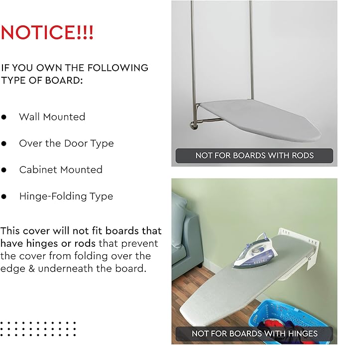 Encasa XO Ironing Board Cover and Pad 49"x18" - 4mm Felt Wide Iron Board Cover with Padding - Heat Resistant, Stain-Safe Dye, Non Slip Elastic Bungee Cord Tightening Iron Table Cover Natural
