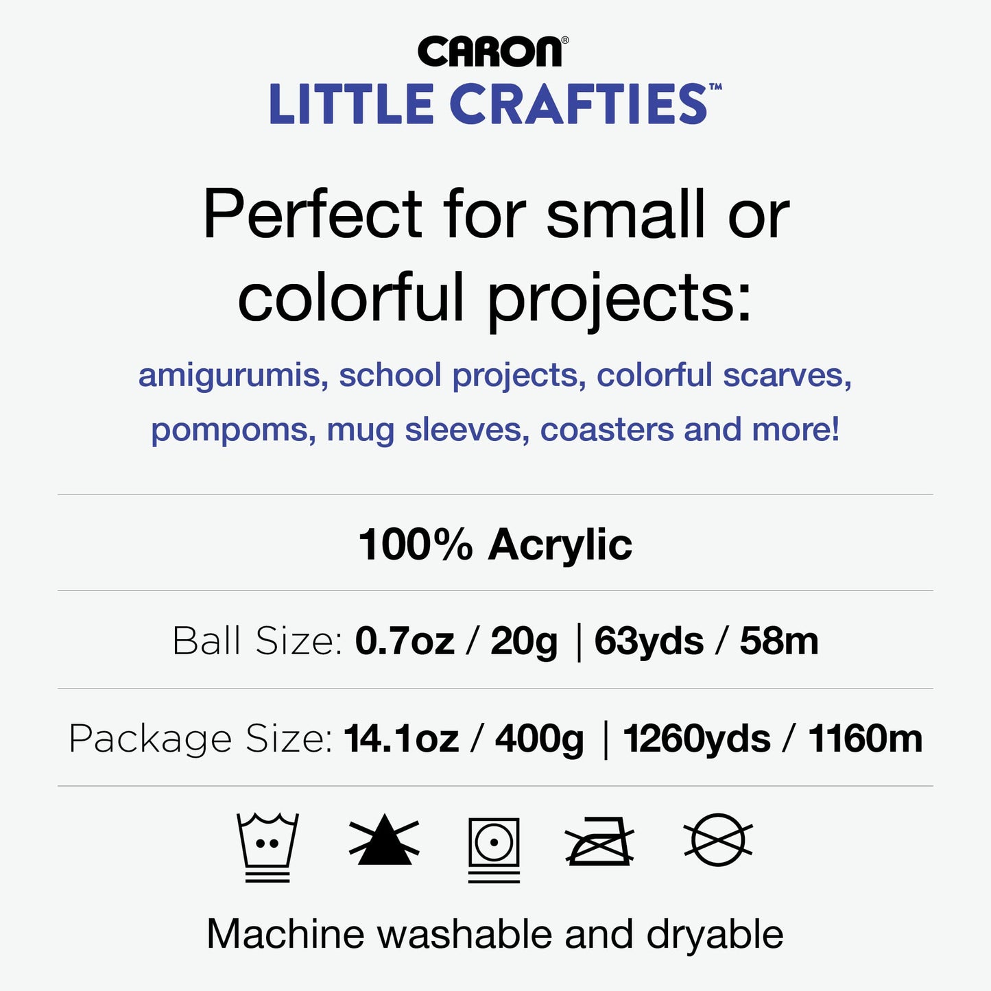 Caron® Little Crafties™ 20 Assorted Acrylic Yarn Skeins 63yd Each for Knitting and Crochet Projects , Multipack Starter Kit