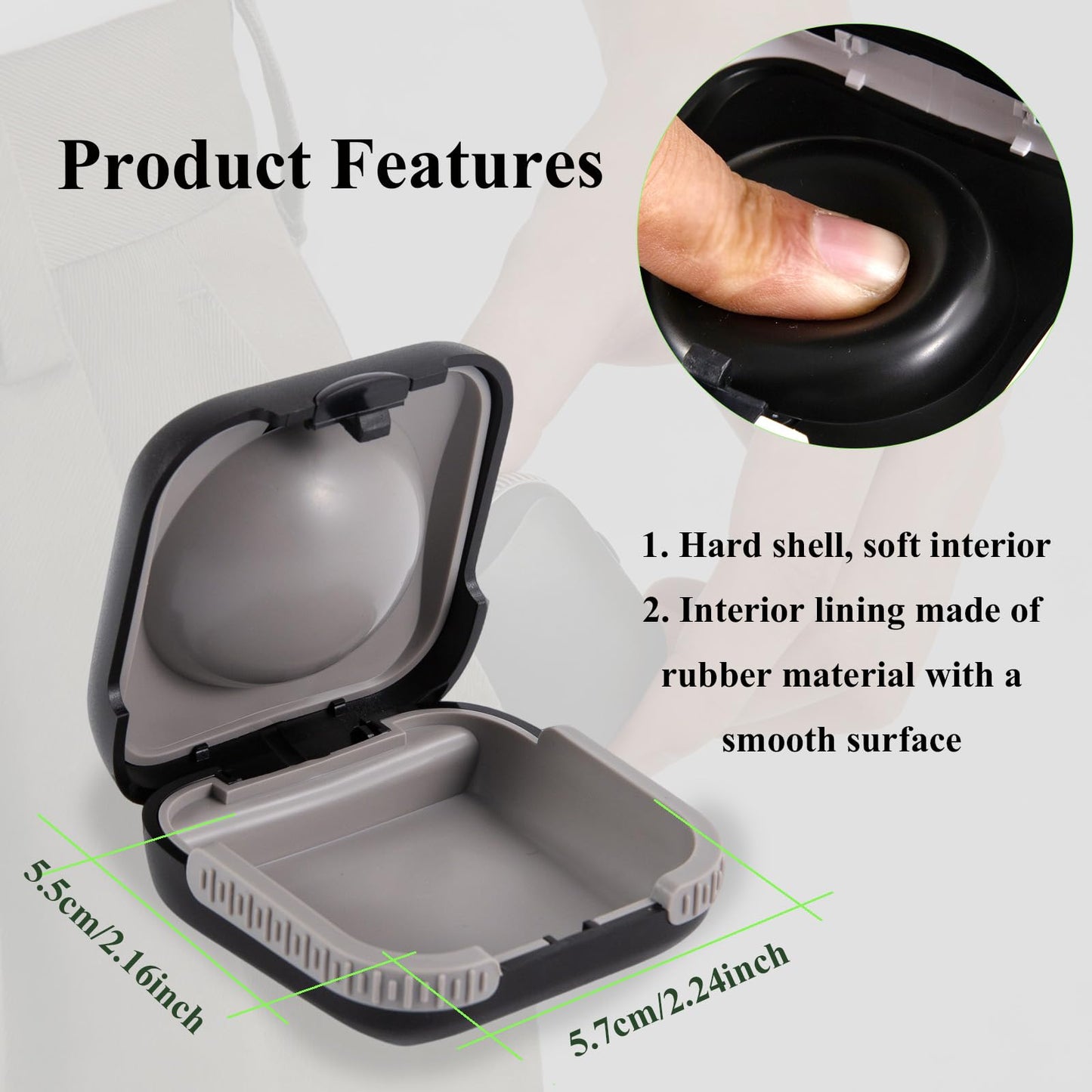 ZHUOGWJFJ 2 Pcs Hearing Aid Case,Small Hard Shell Travel Hearing Aids Case, Waterproof Portable Storage Box for Hearing Aids,Drop-Resistant and Durable (Black)