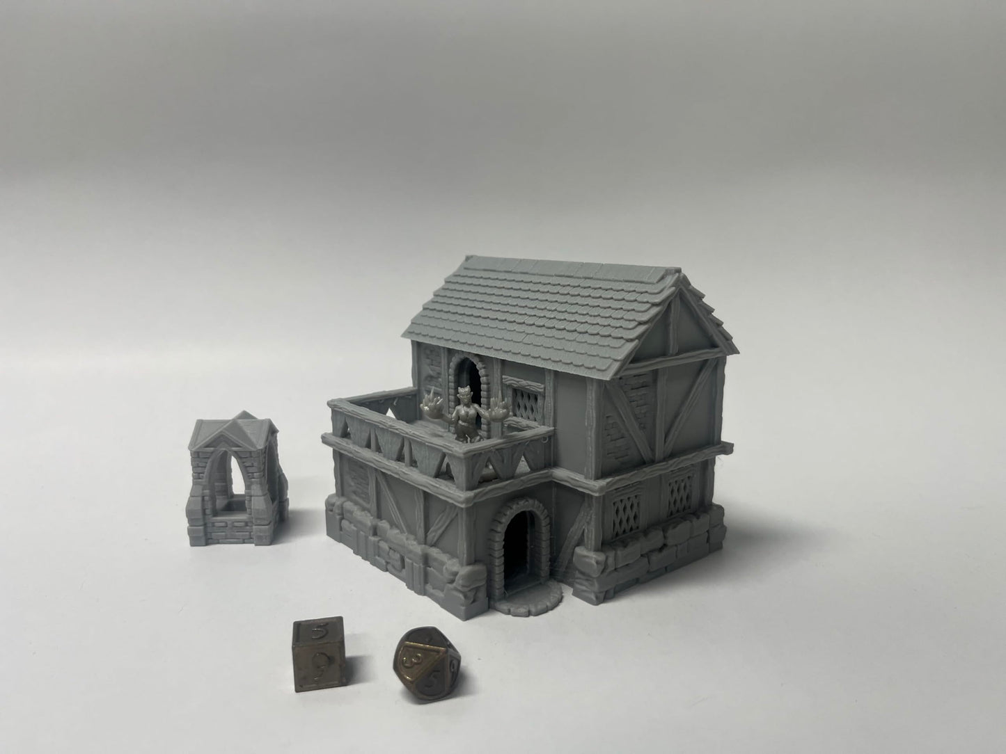 Paintable Tabletop Miniature Little Town Building Terrains - 18mm Small Scale Dioramas Building Set Scenery with Medieval Architecture Style by HAUTICO (HVillageHouses7-1)