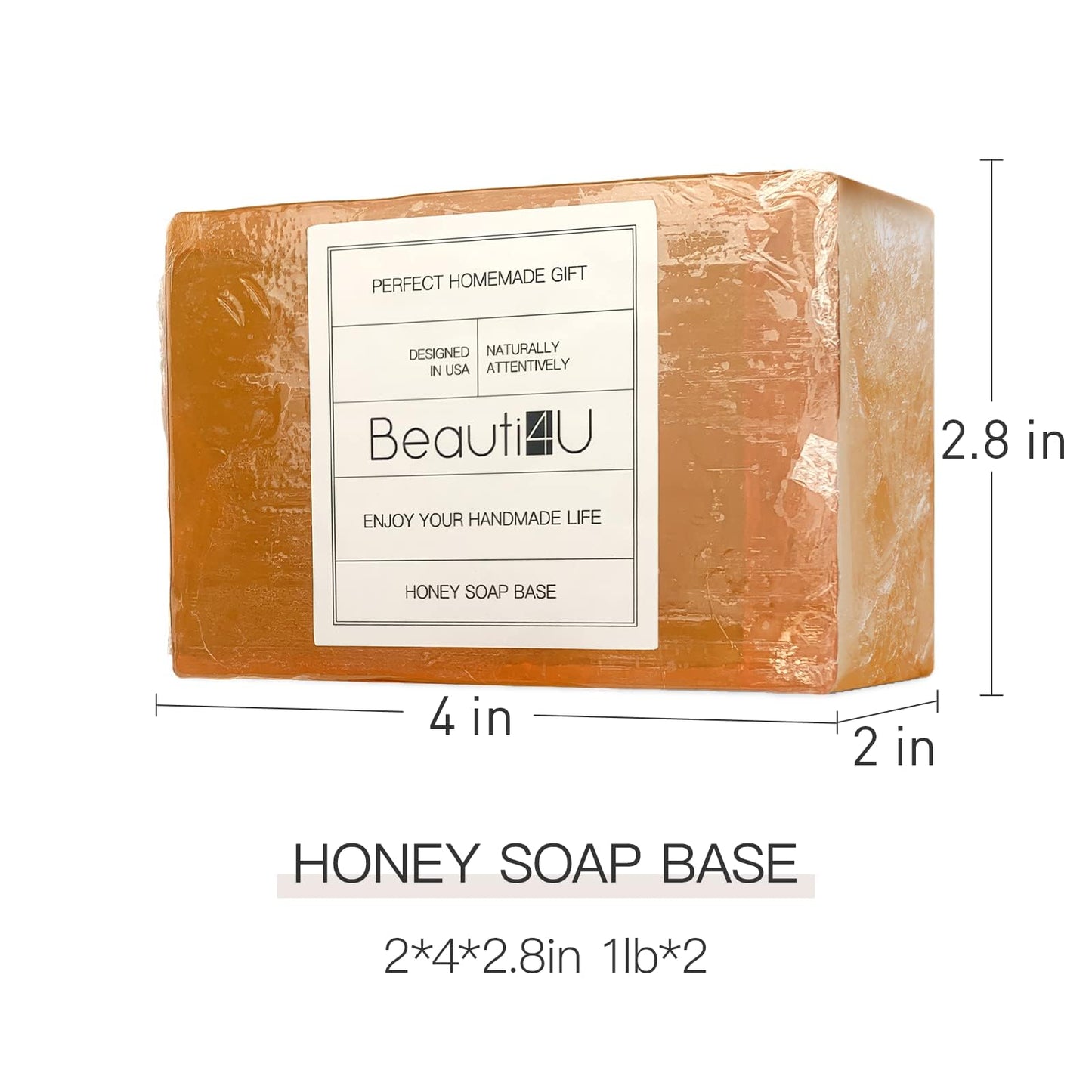 BEAUTI4U 2LB Honey Soap Base - Saop Making Supplies - Melt And Pour Sope Bace - Melt And Pour Sope - Sope Making Supplies - Organic Saop Base For Soap Makeing