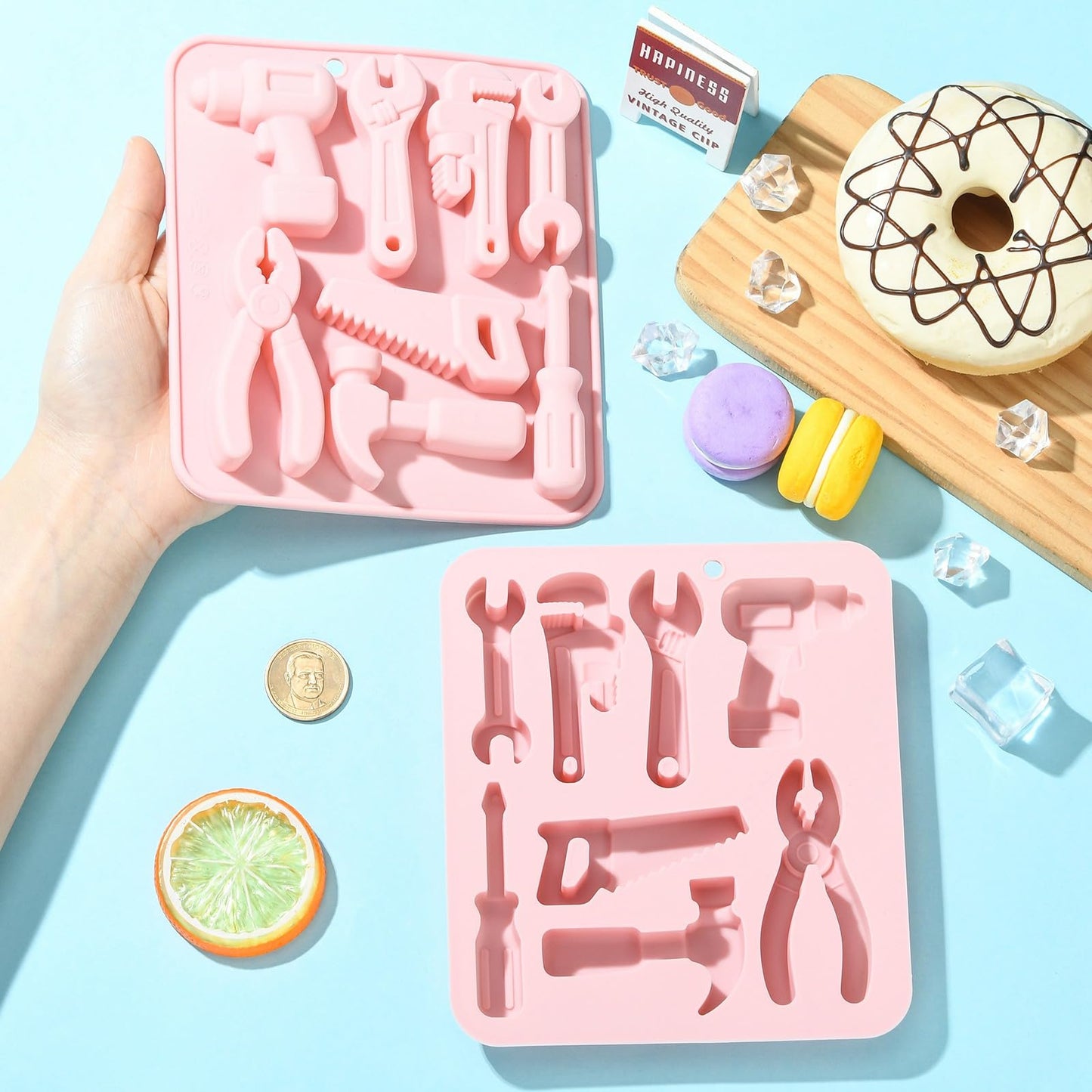 UR URLIFEHALL 2 Pcs Silicone Tool Molds Screwdriver Hammer Wrench Shape Chocolate Molds for Cake Decoration Candy Soap Cookie Ice Cube Crafts