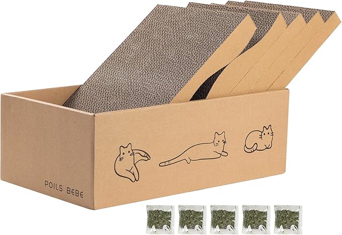 Poils bebe L Shape Cat Scratcher, 26.8 Inch Cat Scratchers for Indoor Cats