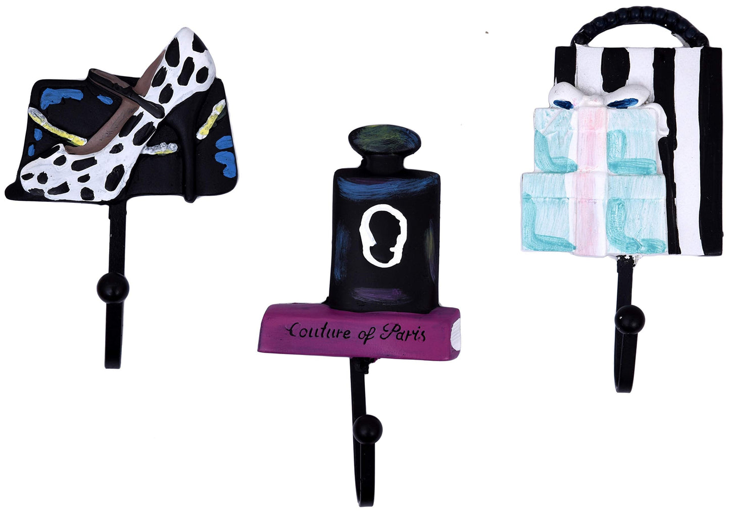 Stephanie Imports Decorative Fashionista Couture Resin Wall Coat Hooks (Set of 3)