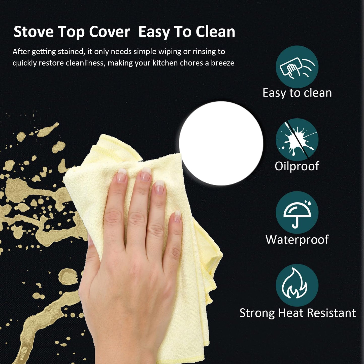PWEOW Stove Top Covers for Gas Burners, Gas Stove Burner Liners for Samsung Stove Guard Stove Top Protector, Non-Stick and Washable, for Kitchen Cooking, Reusable