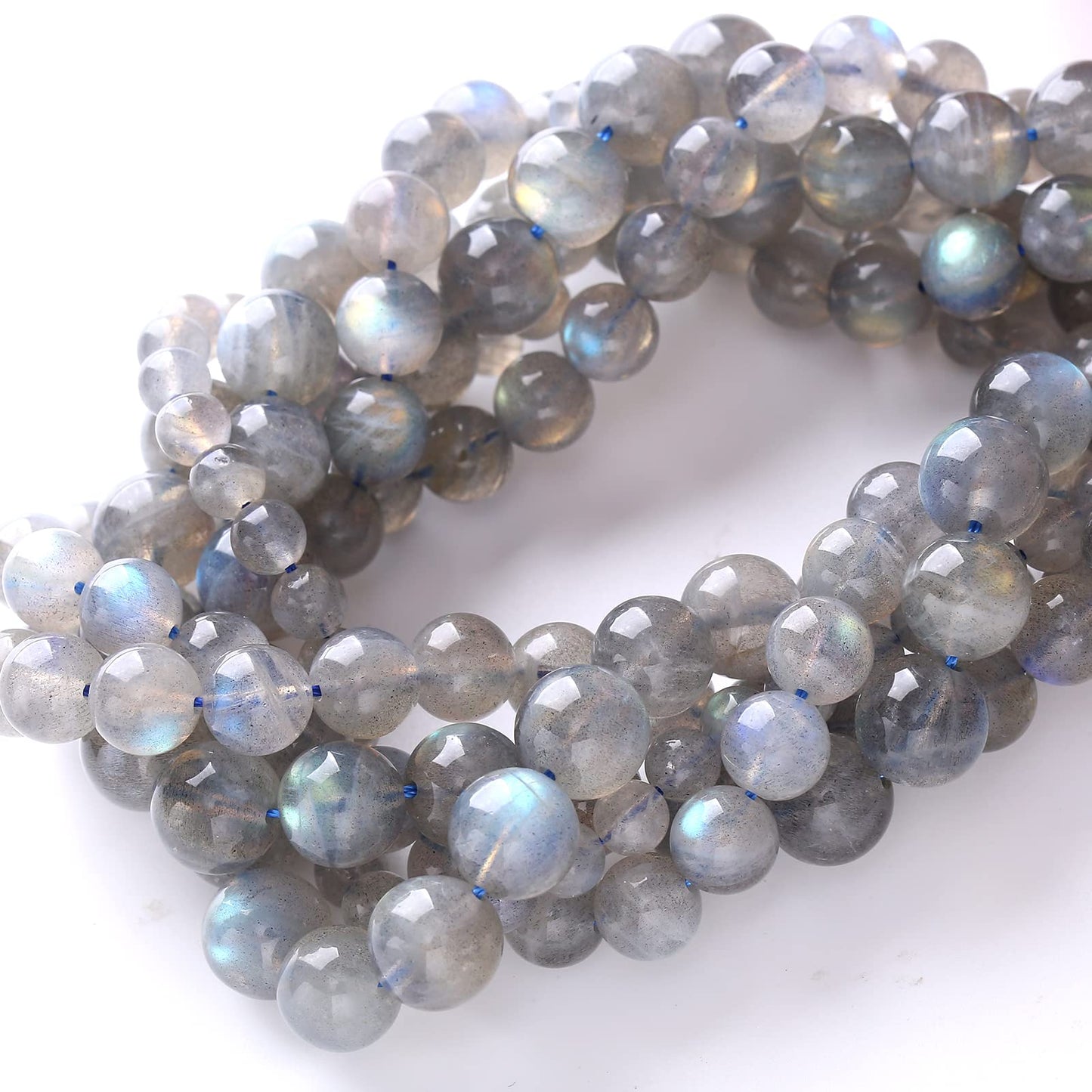 10mm 36pcs 7A Natural Gray Labradorite Gemstone Beads for Jewelry Making DIY Bracelet Necklace Accessories 15" Energy Healing Power Stone Beads (Gray Labradorite, 10mm)