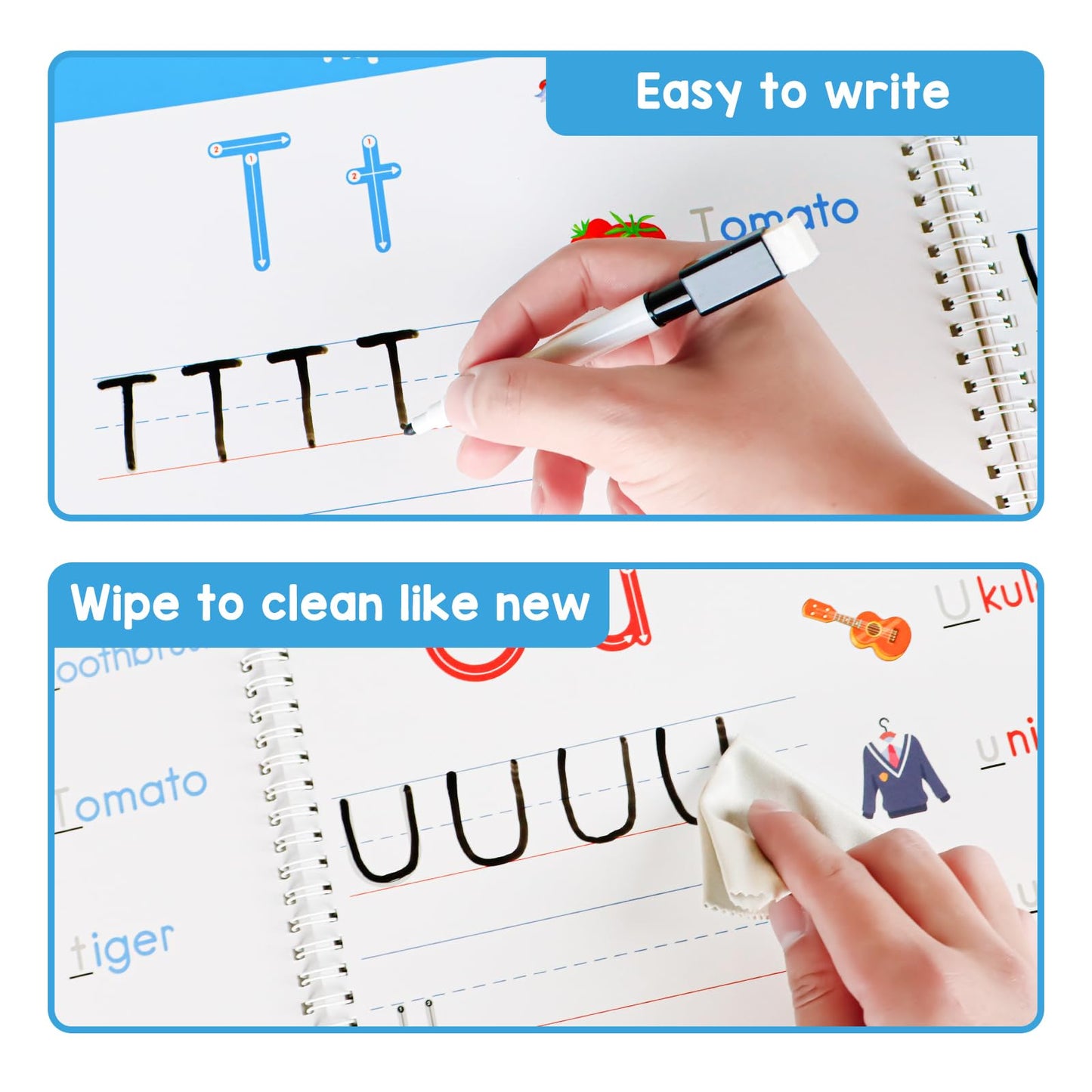 Preschool Learning Activities Educational Workbook, Learn to Write Alphabet Practice Book, Tracing Letter Number Colors Shapes Autism Learning Materials, Great for Kindergarten Preschool Classroom.
