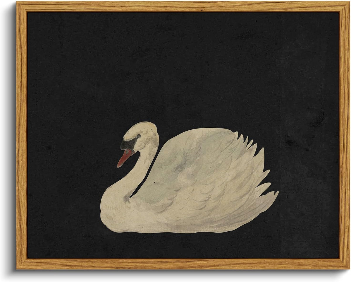 VIYYIEA Framed Canvas Wall Art Home Decor Swan Art Wall Decorations Prints Grace Swan Painting Pictures Rustic Bathroom Wall Decor Farmhouse Home Decor for Living Room Bedroom Office Decor 8x10in