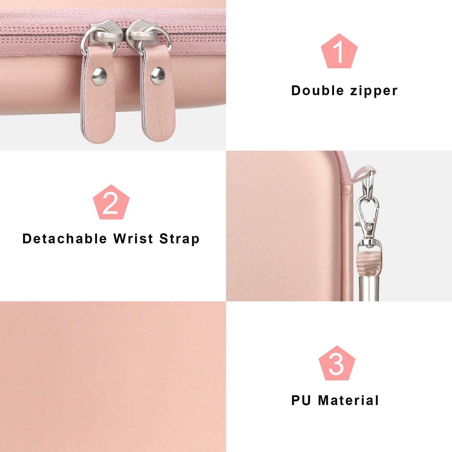 Canboc Hard Case for Anker PowerCore 13000 Portable Charger/Anker 622/621 Magnetic Battery (MagGo) Power Bank, Mesh Pocket fits USB Cable, Rose Gold (Case Only) ﻿